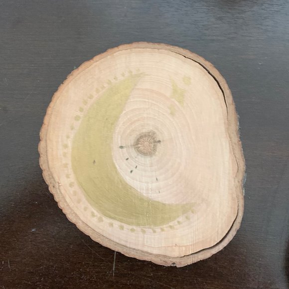 Hand Painted Natural Wood Coaster/Decor (Set of 2) - Picture 3 of 3